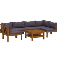 7-tlg. Garten-Lounge-Set mit Auflage Massivholz Akazie