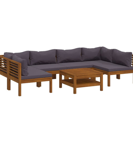 7-tlg. Garten-Lounge-Set mit Auflage Massivholz Akazie