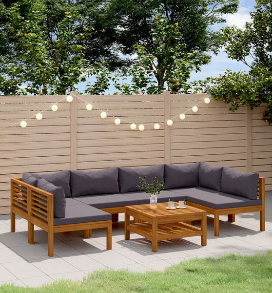 7-tlg. Garten-Lounge-Set mit Auflage Massivholz Akazie