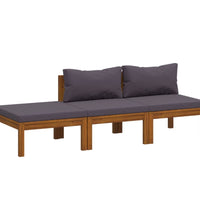 3-tlg. Garten-Lounge-Set mit Auflage Massivholz Akazie