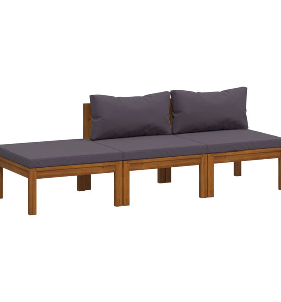 3-tlg. Garten-Lounge-Set mit Auflage Massivholz Akazie