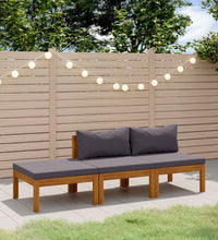 3-tlg. Garten-Lounge-Set mit Auflage Massivholz Akazie