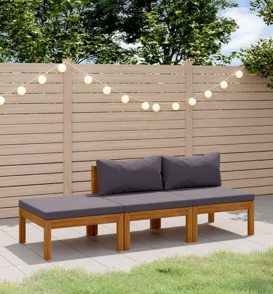 3-tlg. Garten-Lounge-Set mit Auflage Massivholz Akazie