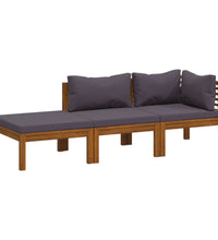 3-tlg. Garten-Lounge-Set mit Auflagen Massivholz Akazie