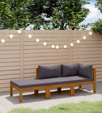 3-tlg. Garten-Lounge-Set mit Auflagen Massivholz Akazie