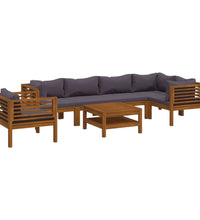 7-tlg. Garten-Lounge-Set mit Auflage Massivholz Akazie