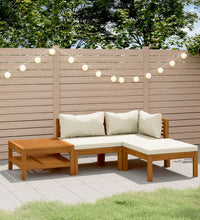 4-tlg. Garten-Lounge-Set mit Creme Kissen Massivholz Akazie