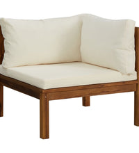 2-Sitzer-Gartensofa mit Creme Kissen Massivholz Akazie