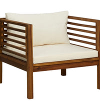 5-tlg. Garten-Lounge-Set mit Creme Kissen Massivholz Akazie