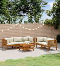 6-tlg. Garten-Lounge-Set mit Creme Kissen Massivholz Akazie