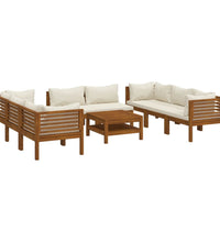 9-tlg. Garten-Lounge-Set mit Creme Kissen Massivholz Akazie