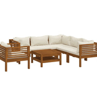 7-tlg. Garten-Lounge-Set mit Creme Kissen Massivholz Akazie