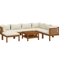 8-tlg. Garten-Lounge-Set mit Creme Kissen Massivholz Akazie