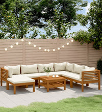 8-tlg. Garten-Lounge-Set mit Creme Kissen Massivholz Akazie