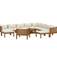 12-tlg. Garten-Lounge-Set mit Creme Kissen Massivholz Akazie