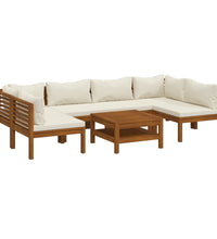 7-tlg. Garten-Lounge-Set mit Creme Kissen Massivholz Akazie