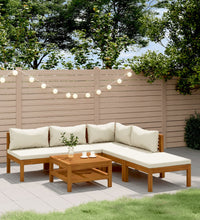 6-tlg. Garten-Lounge-Set mit Creme Kissen Massivholz Akazie