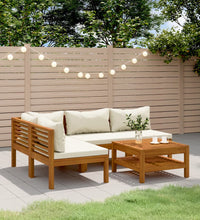 5-tlg. Garten-Lounge-Set mit Creme Kissen Massivholz Akazie