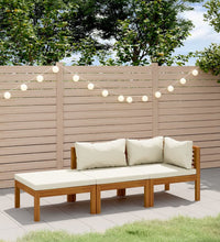 3-tlg. Garten-Lounge-Set mit Creme Kissen Massivholz Akazie