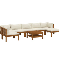 8-tlg. Garten-Lounge-Set mit Creme Kissen Massivholz Akazie