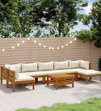 8-tlg. Garten-Lounge-Set mit Creme Kissen Massivholz Akazie
