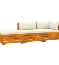 3-tlg. Garten-Lounge-Set mit Kissen Massivholz Akazie