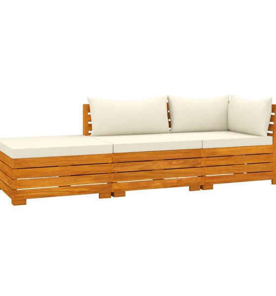 3-tlg. Garten-Lounge-Set mit Kissen Massivholz Akazie