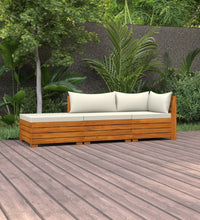 3-tlg. Garten-Lounge-Set mit Kissen Massivholz Akazie