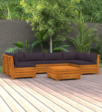 7-tlg. Garten-Lounge-Set mit Kissen Massivholz Akazie