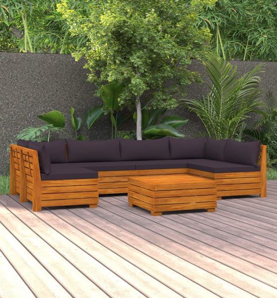 7-tlg. Garten-Lounge-Set mit Kissen Massivholz Akazie