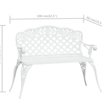 Gartenbank 108 cm Aluminiumguss Weiß