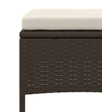 Gartensofa 2-Sitzer mit Tisch und Hockern Braun Poly Rattan