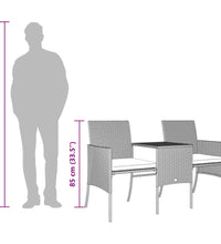 Gartensofa 2-Sitzer mit Tisch und Hockern Braun Poly Rattan