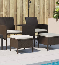 Gartensofa 2-Sitzer mit Tisch und Hockern Braun Poly Rattan