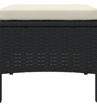 Gartensofa 2-Sitzer mit Tisch und Hockern Schwarz Poly Rattan