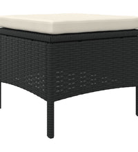 Gartensofa 2-Sitzer mit Tisch und Hockern Schwarz Poly Rattan