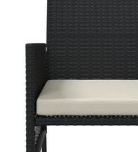 Gartensofa 2-Sitzer mit Tisch und Hockern Schwarz Poly Rattan