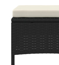 Gartensofa 2-Sitzer mit Tisch und Hockern Schwarz Poly Rattan