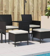 Gartensofa 2-Sitzer mit Tisch und Hockern Schwarz Poly Rattan