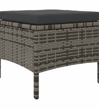 Gartensofa 2-Sitzer mit Tisch und Hockern Grau Poly Rattan