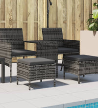 Gartensofa 2-Sitzer mit Tisch und Hockern Grau Poly Rattan