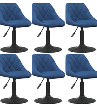 Esszimmerstühle 6 Stk. Drehbar Blau Samt