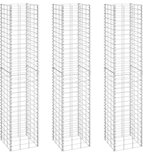Gabionen-Hochbeete 3 Stk. 30x30x150 cm Eisen