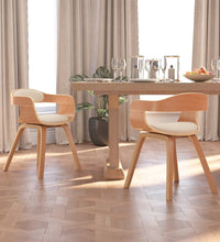 Esszimmerstühle 2 Stk. Creme Bugholz und Kunstleder