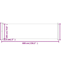 Seitenmarkise Ausziehbar 200x600 cm Creme