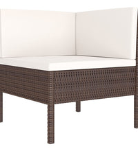 7-tlg. Garten-Lounge-Set mit Auflagen Poly Rattan Braun