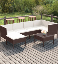 7-tlg. Garten-Lounge-Set mit Auflagen Poly Rattan Braun