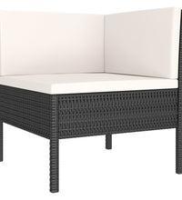 7-tlg. Garten-Lounge-Set mit Auflagen Poly Rattan Schwarz