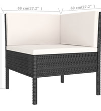 7-tlg. Garten-Lounge-Set mit Auflagen Poly Rattan Schwarz