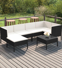 7-tlg. Garten-Lounge-Set mit Auflagen Poly Rattan Schwarz
